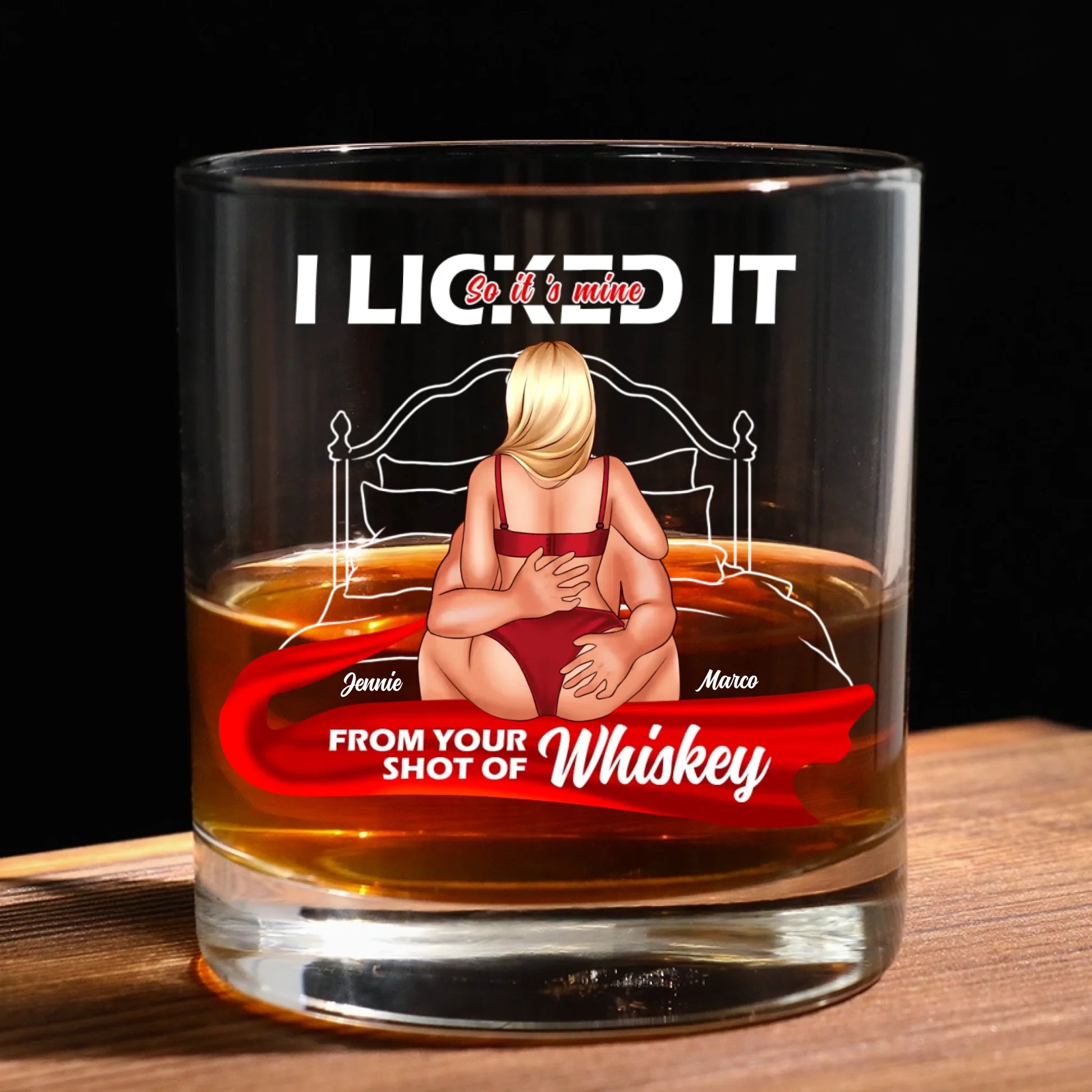 Custom Couple Whiskey Glass With Funny Quote