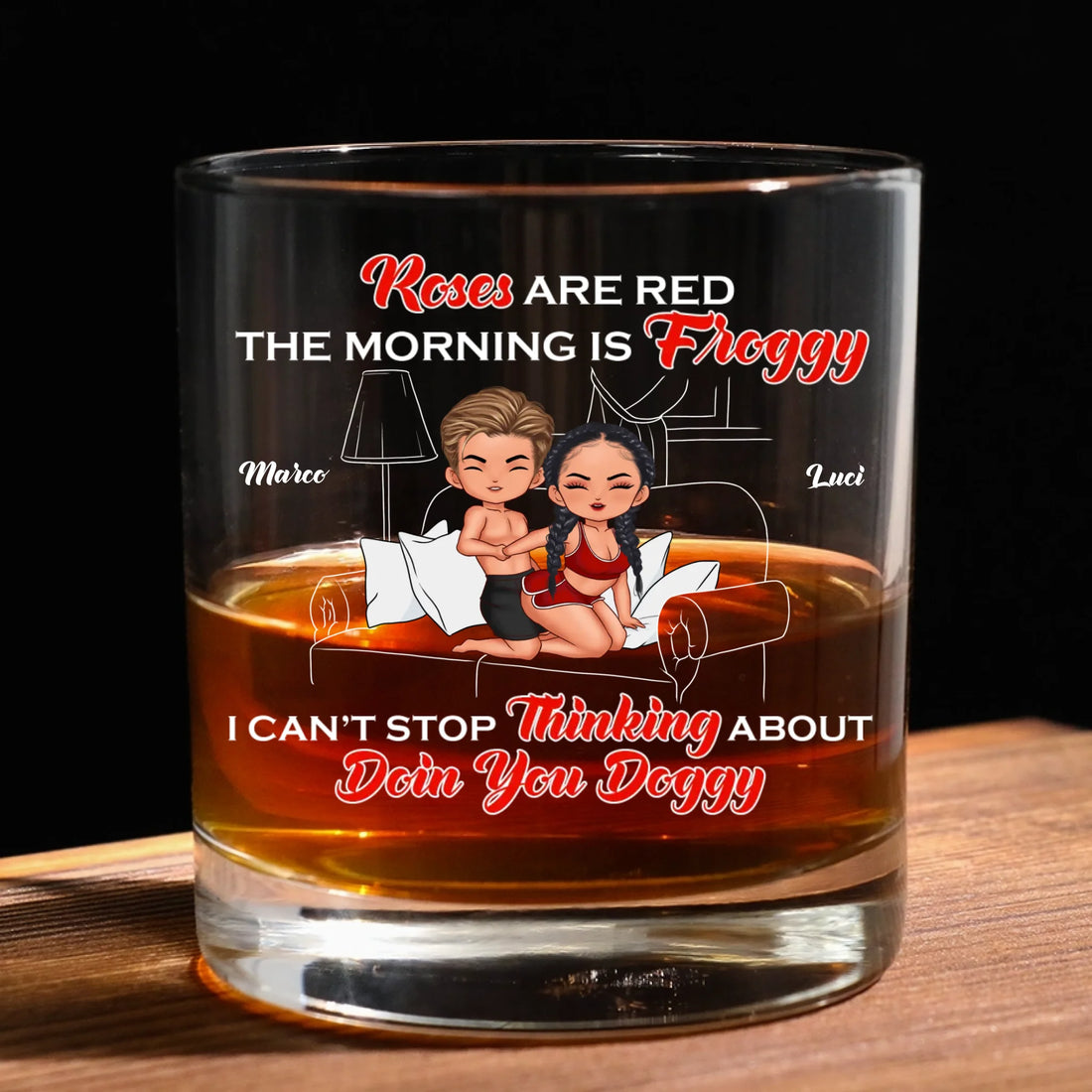 Kisses Are Red - Personalized Whiskey Glass