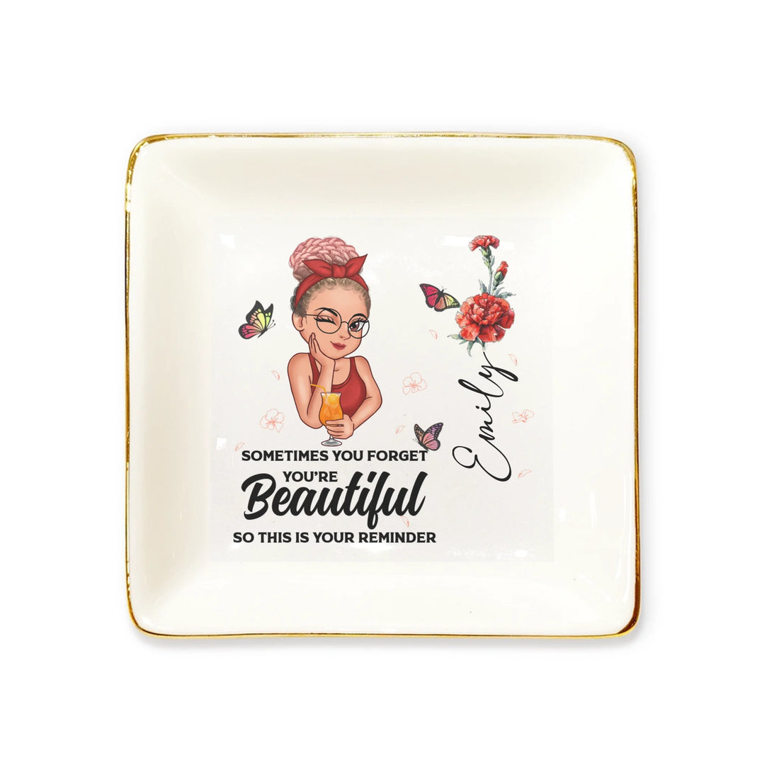 You Are Beautiful - Personalized Ceramic Ring Dish