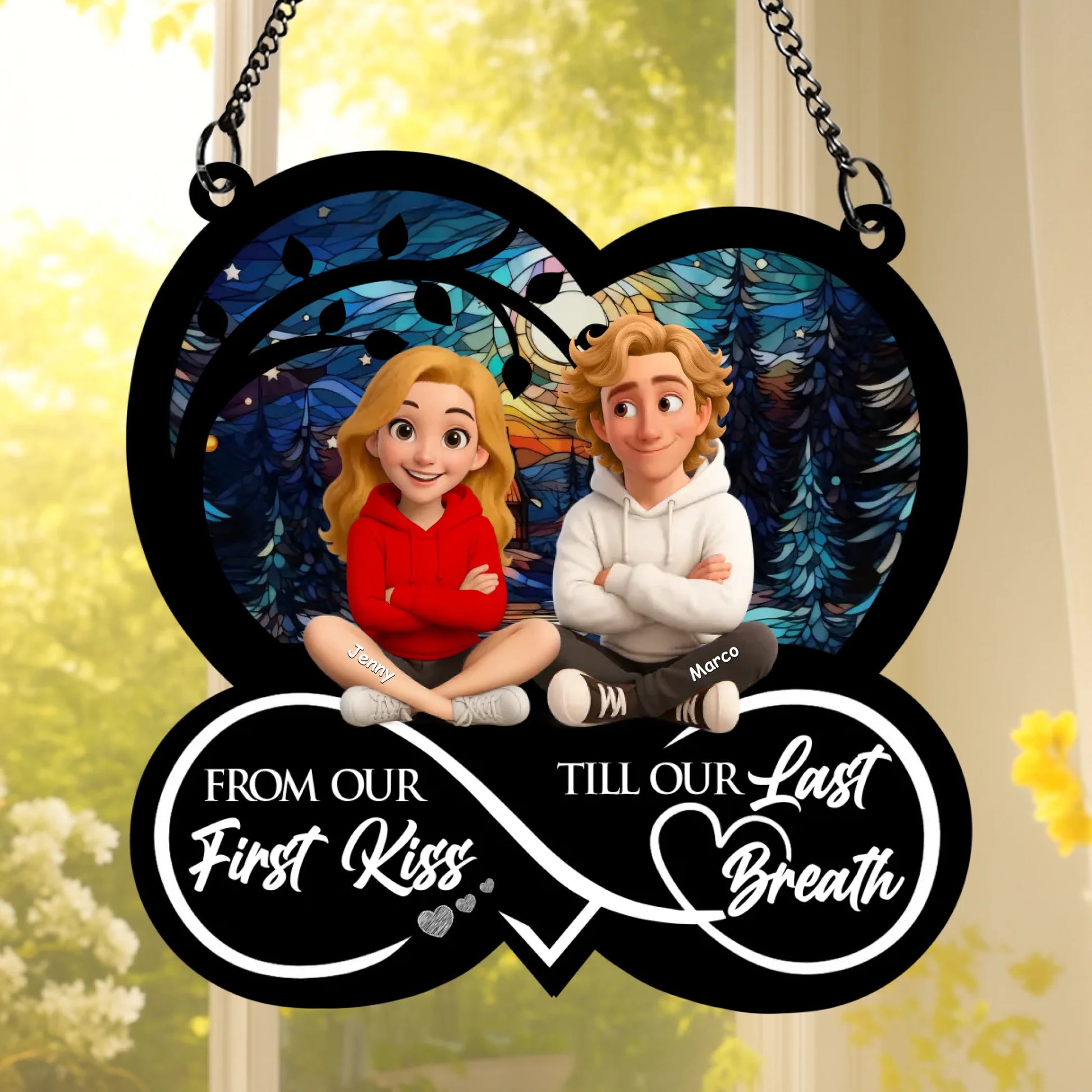 Personalized Couple Suncatcher With Custom Names First Kiss Memory