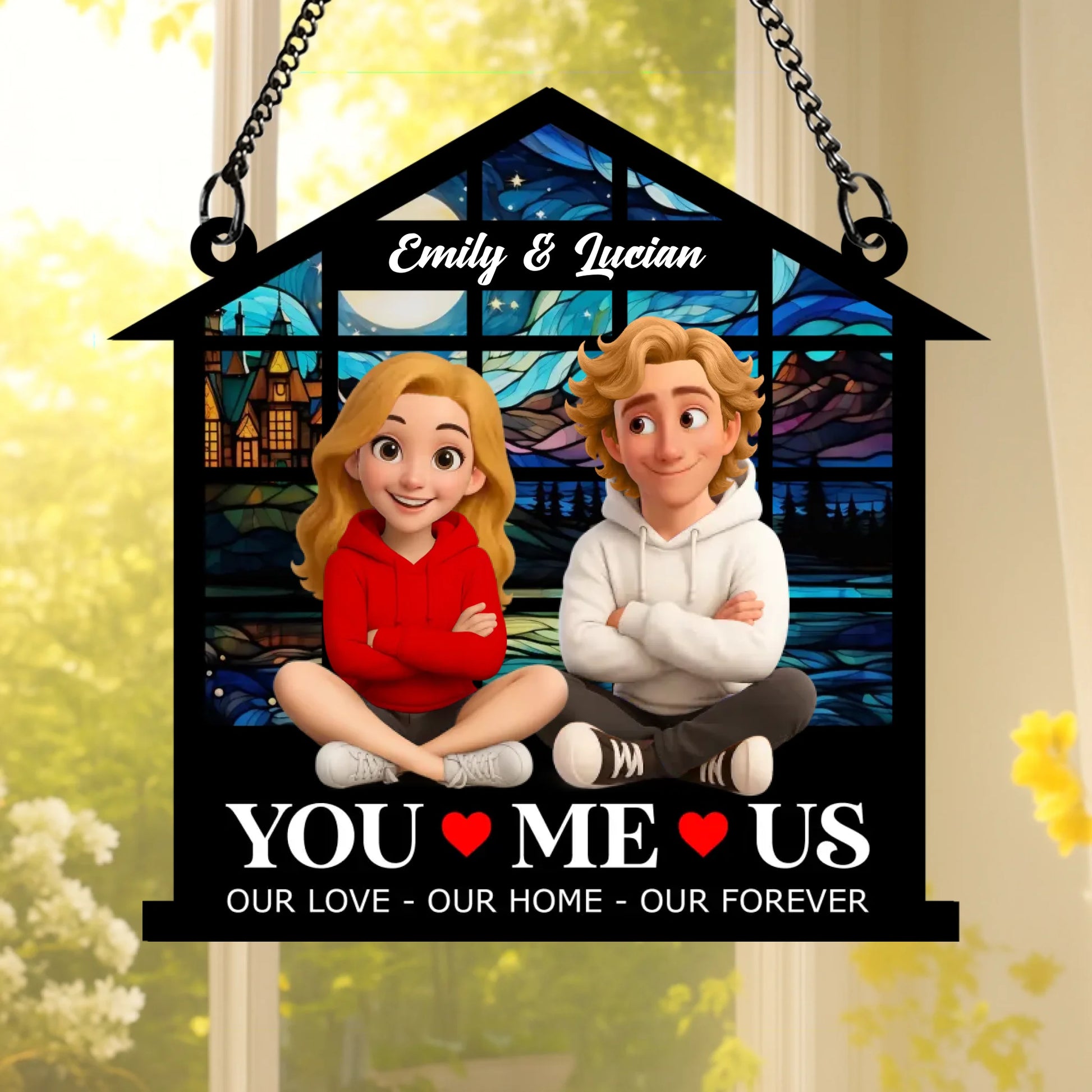 Personalized Forever Love Couple Suncatcher With Custom Names