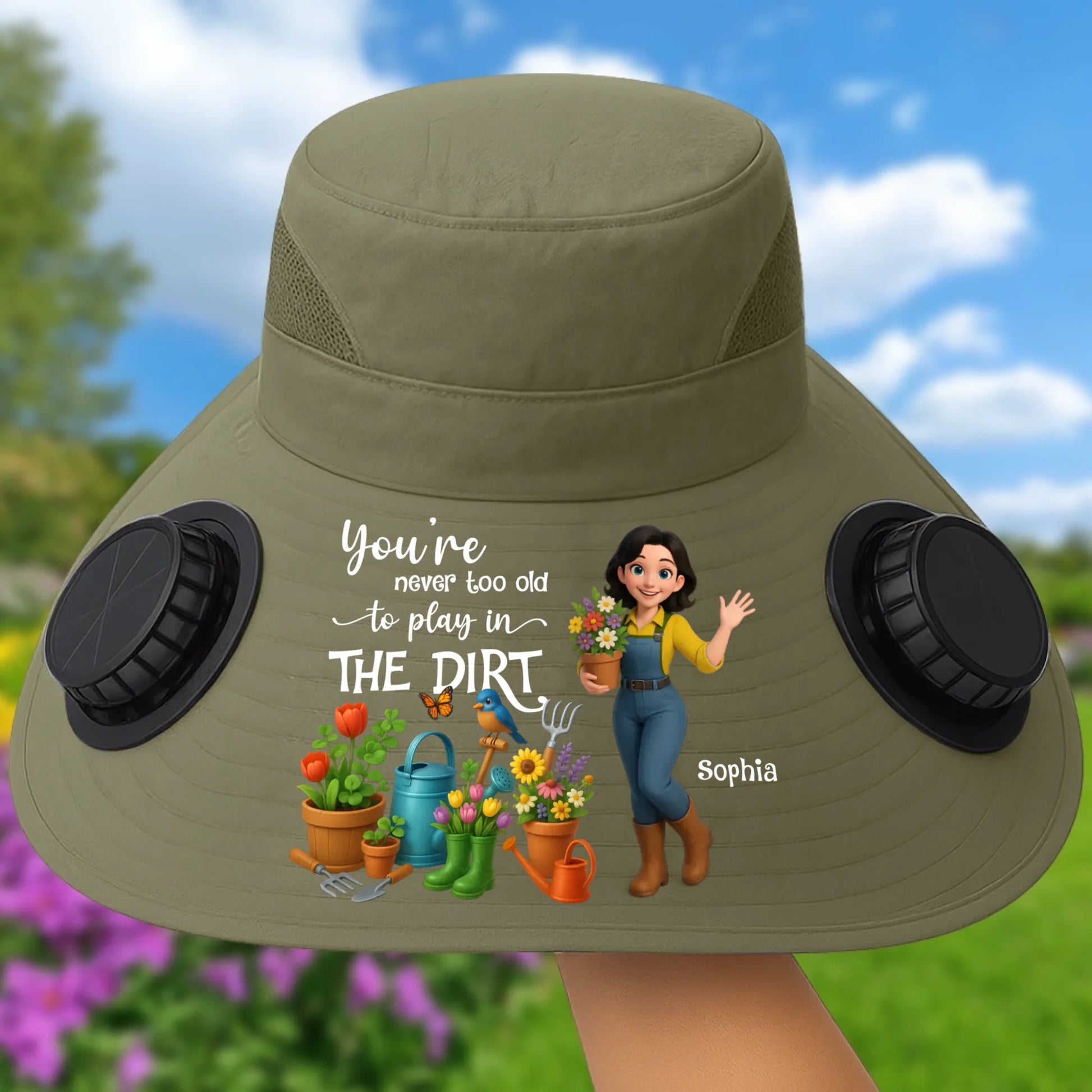 Custom Grandma Gardening Solar Fan Hat