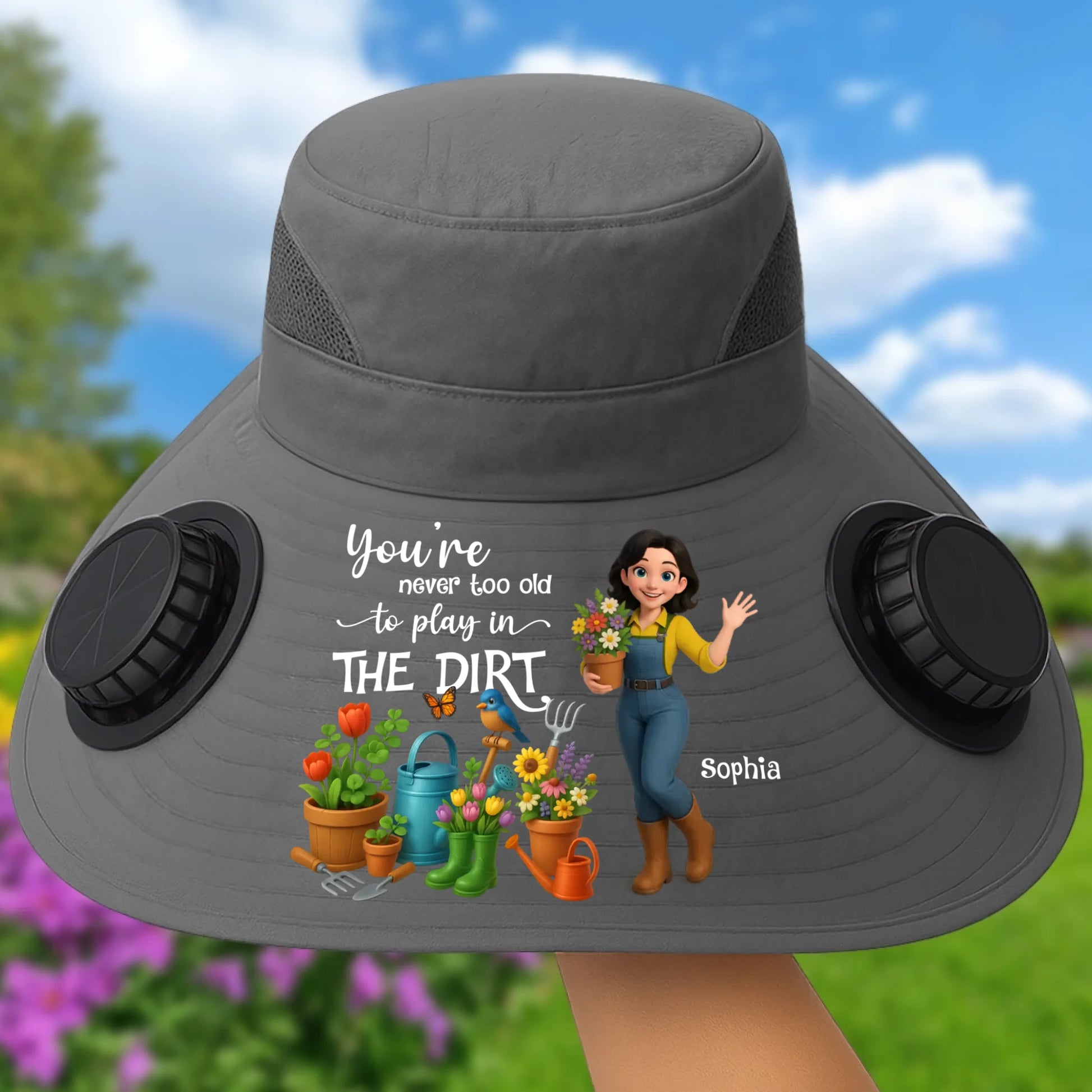 Custom Grandma Gardening Solar Fan Hat