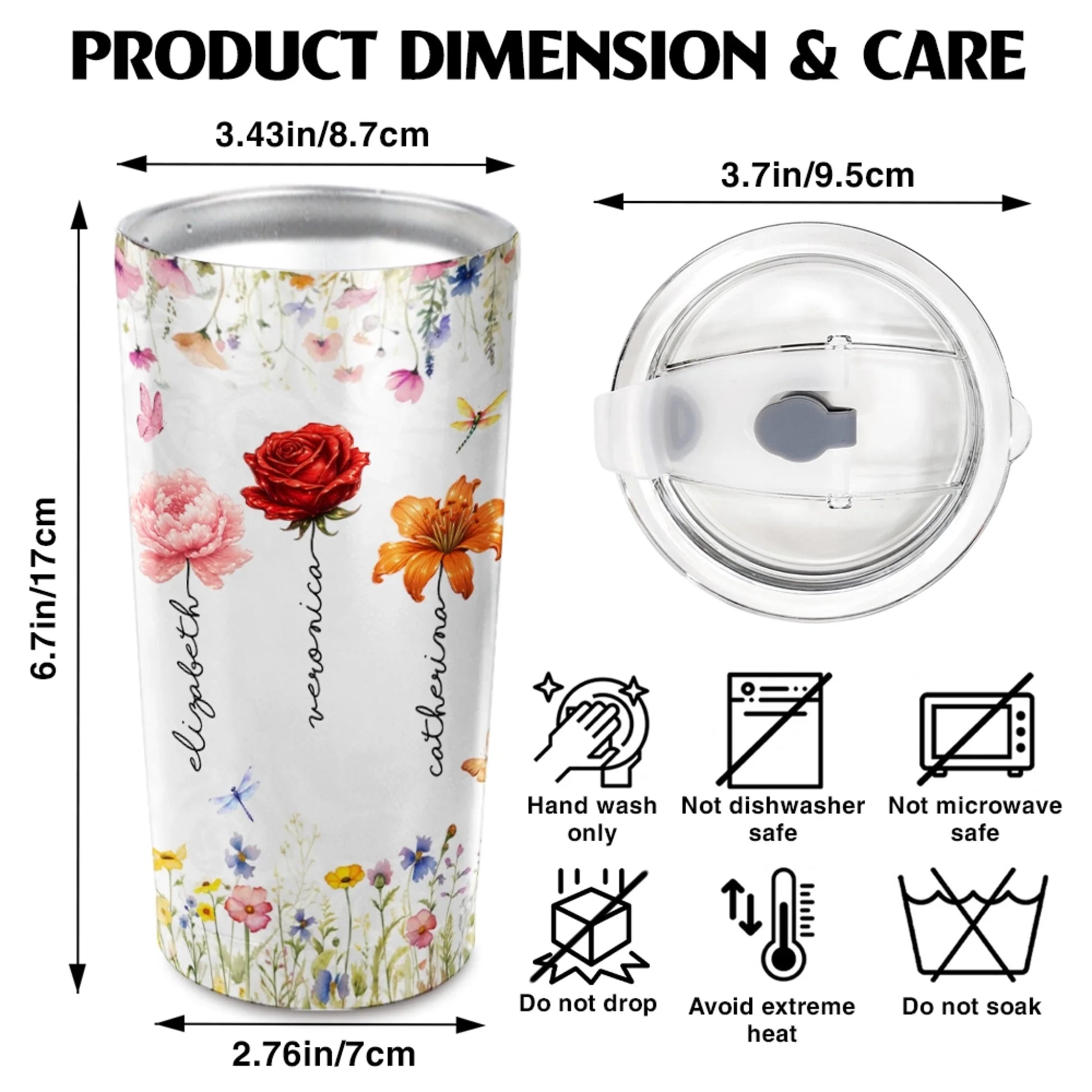 20 oz tumbler dimensions and care instructions