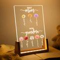 Personalized Acrylic Night Light for Grandma with Custom Birth Flowers and Family Names