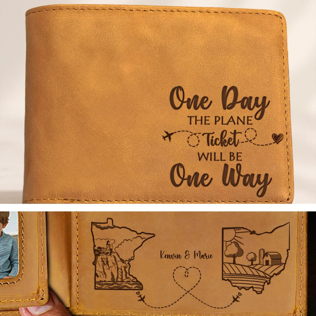 One Day One Way - Personalized Men's Leather Wallet