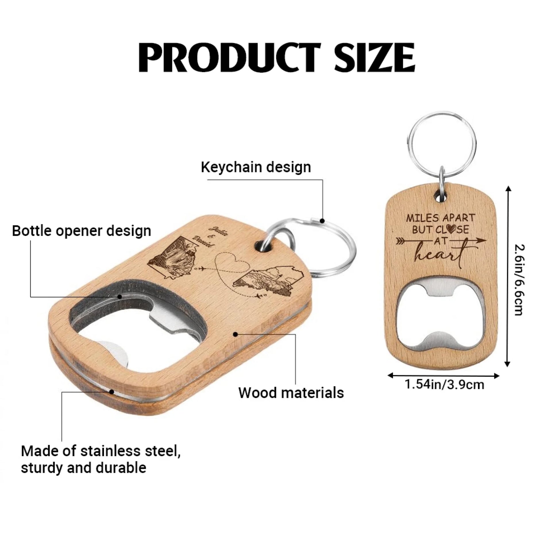 Wooden Bottle Opener Keychain Size Chart And Product Details
