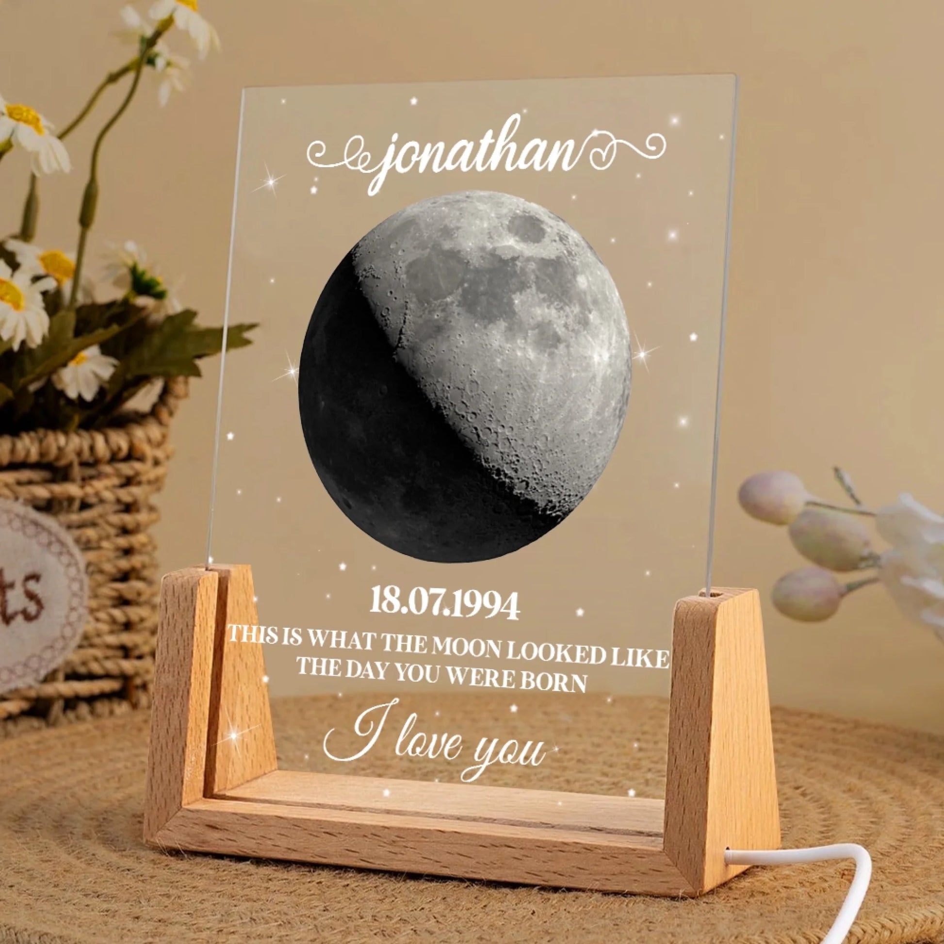 Romantic moon phase night light gift for husband and wife