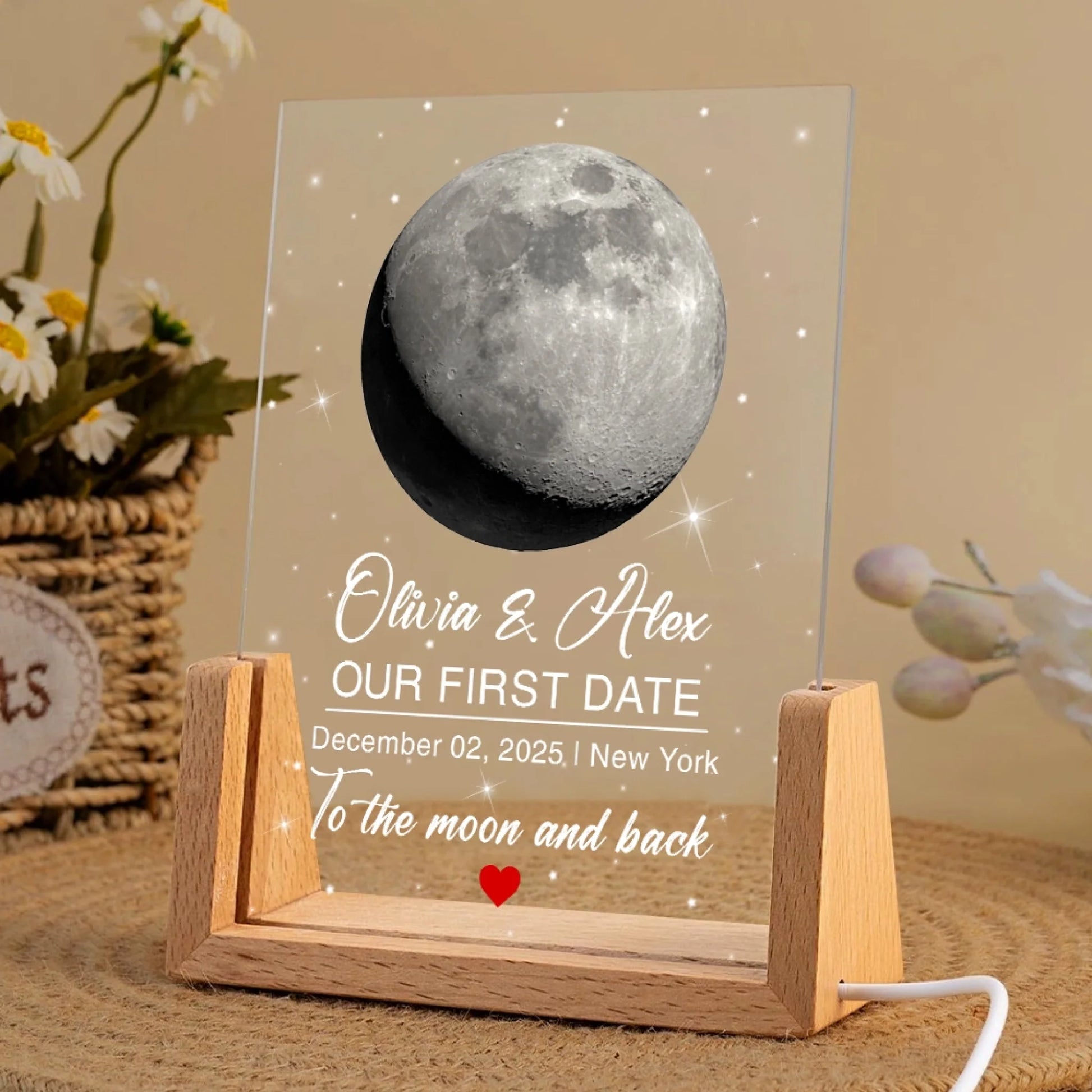Romantic first date night light gift for husband and wife