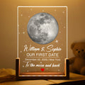 Our first date personalized moon phase acrylic night light for couples