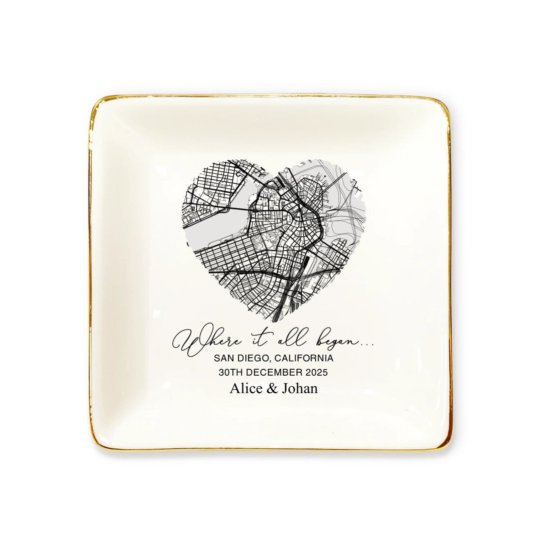 Where It All Began - Personalized Ceramic Ring Dish