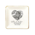 Anniversary ceramic jewelry dish with location coordinates