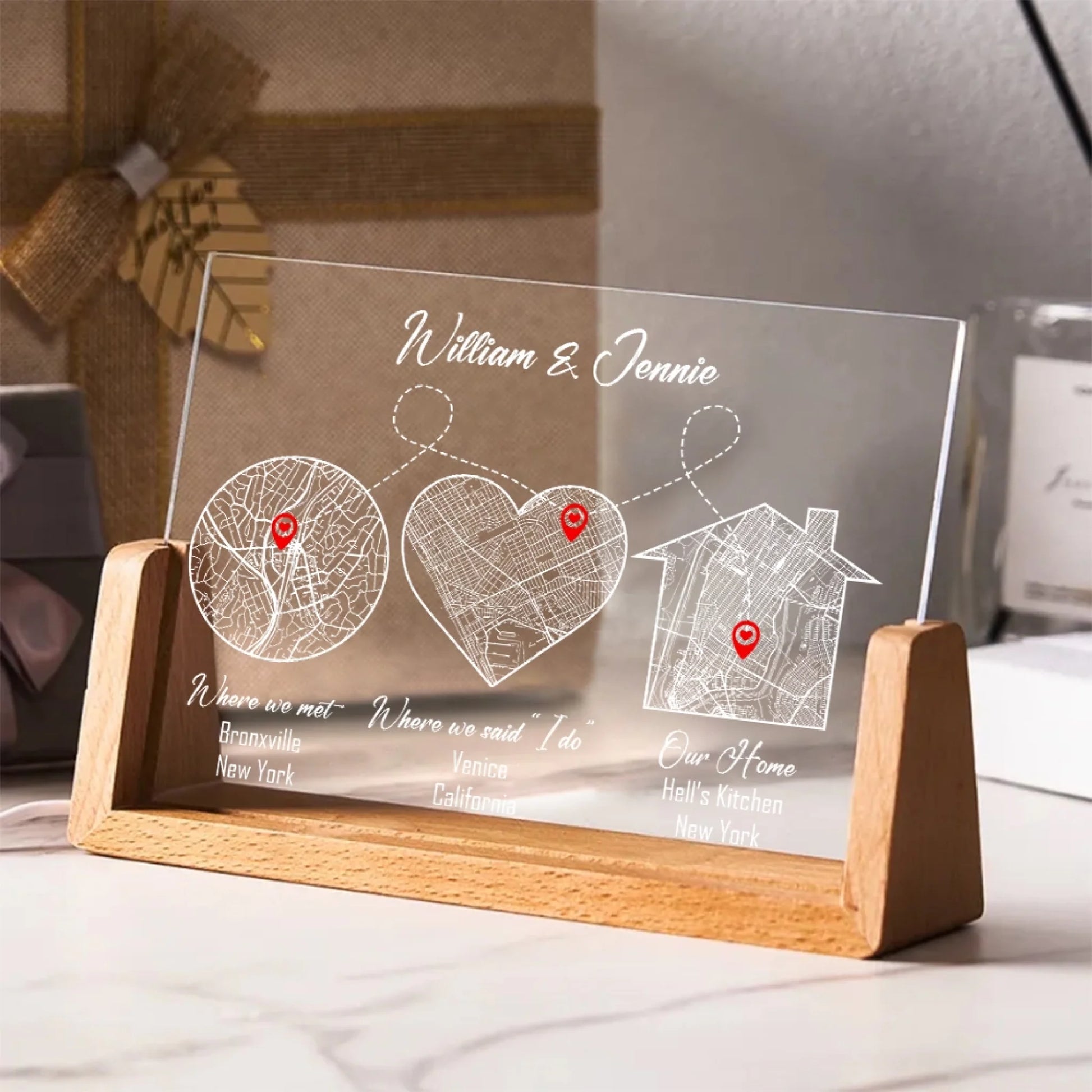 Romantic coordinates night light gift for husband and wife