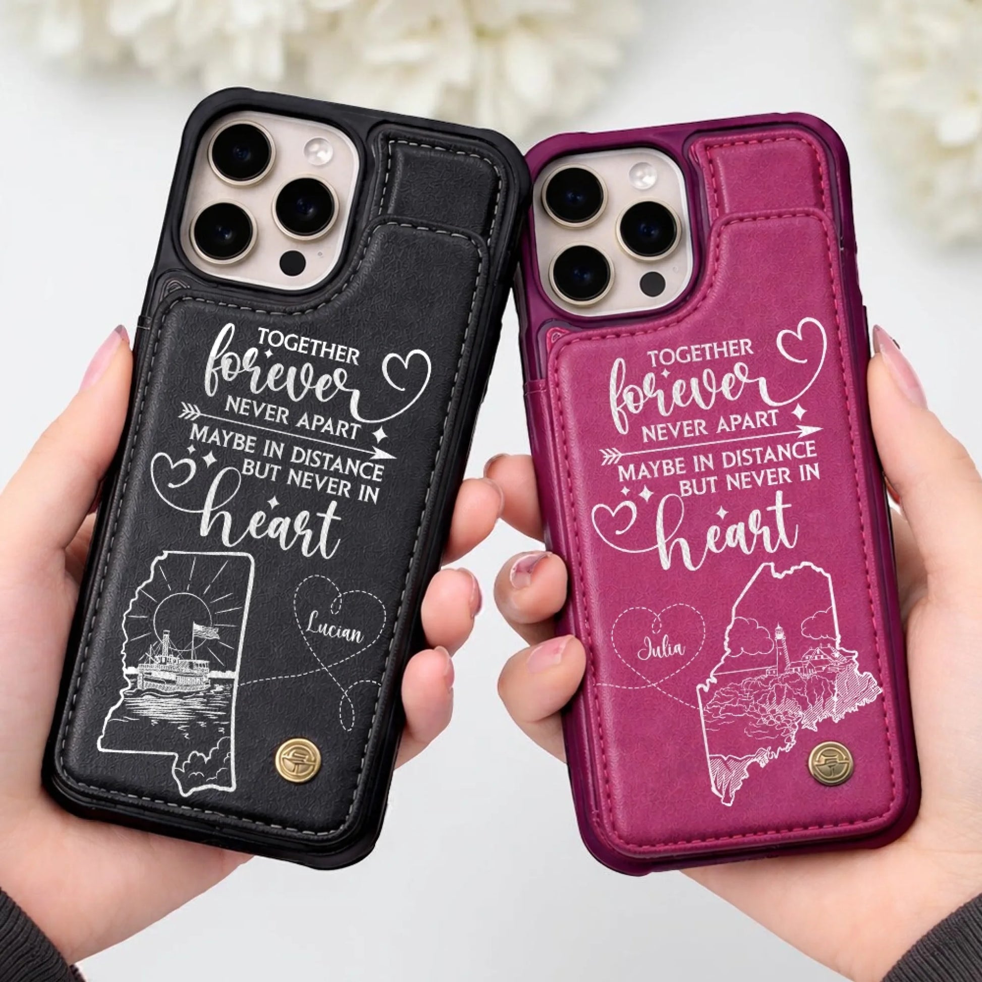 Personalized Couple Wallet Phone Case Everyday Use