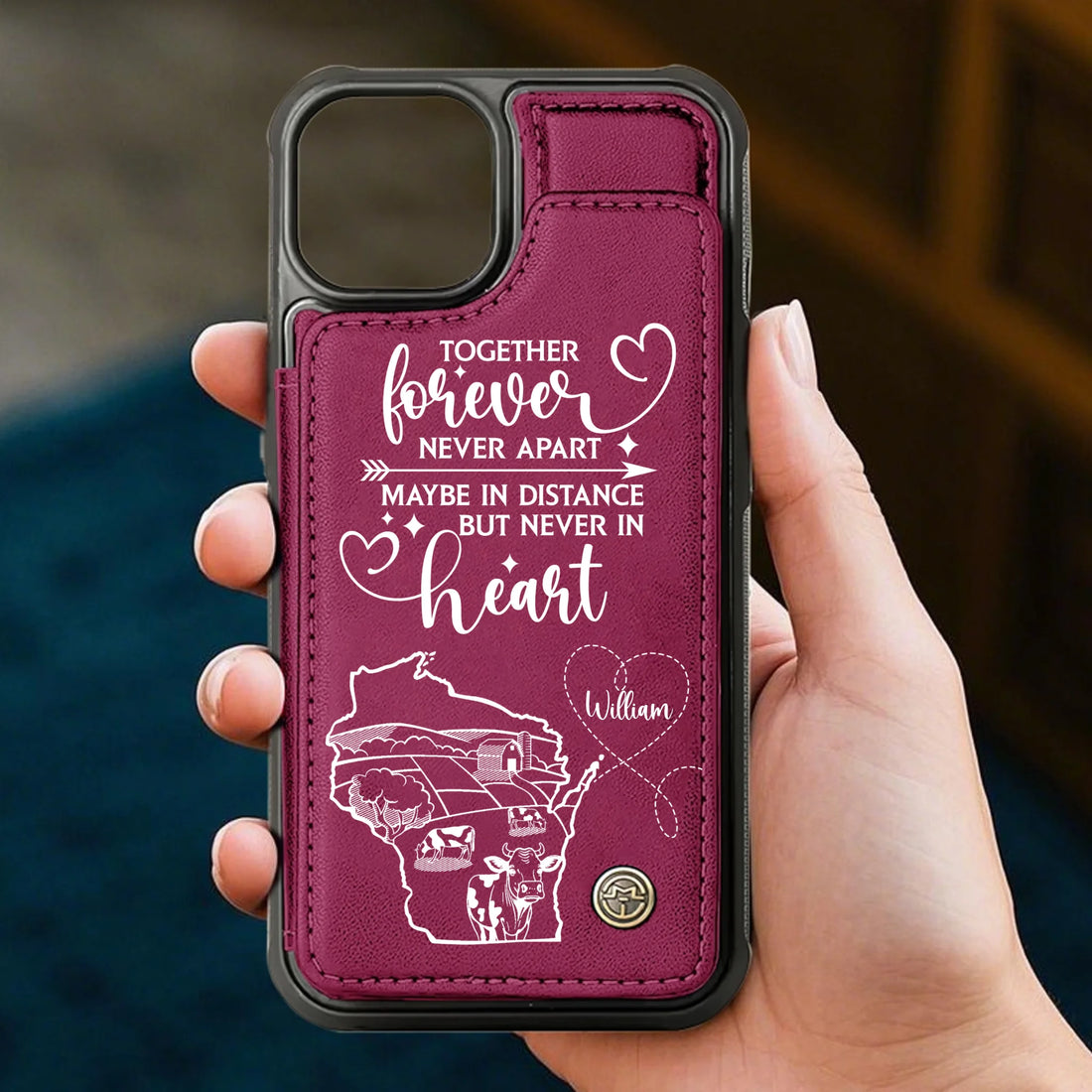 Together Forever - Personalized Leather Flip Wallet Phone Case