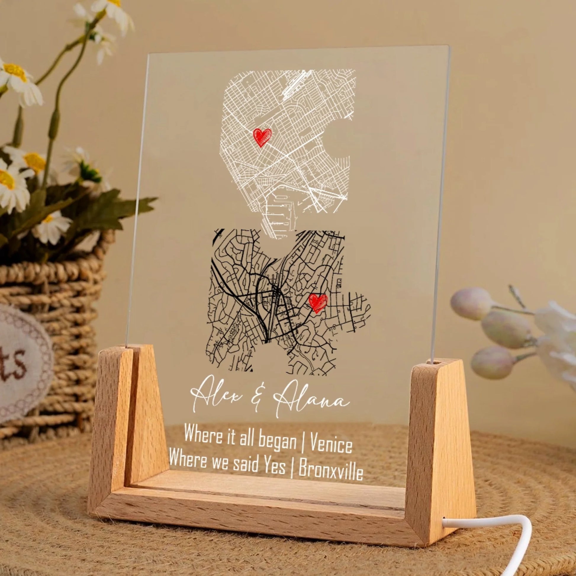 Romantic where we met night light gift for husband and wife