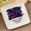Custom engagement ring holder dish with names and date