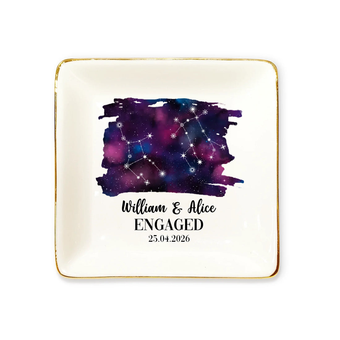 Constellations Engaged - Personalized Ceramic Ring Dish