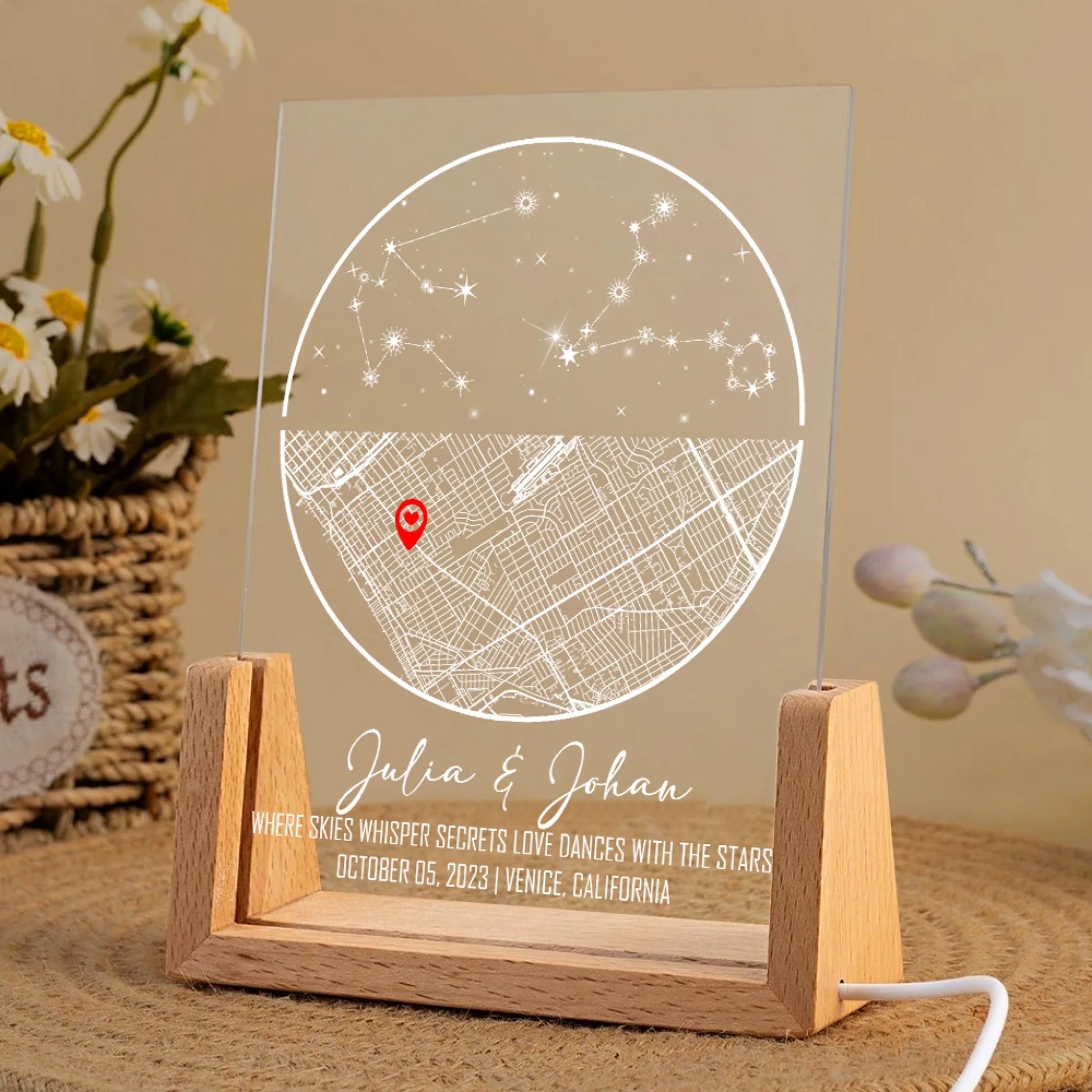 Coordinates star map LED night light romantic gift