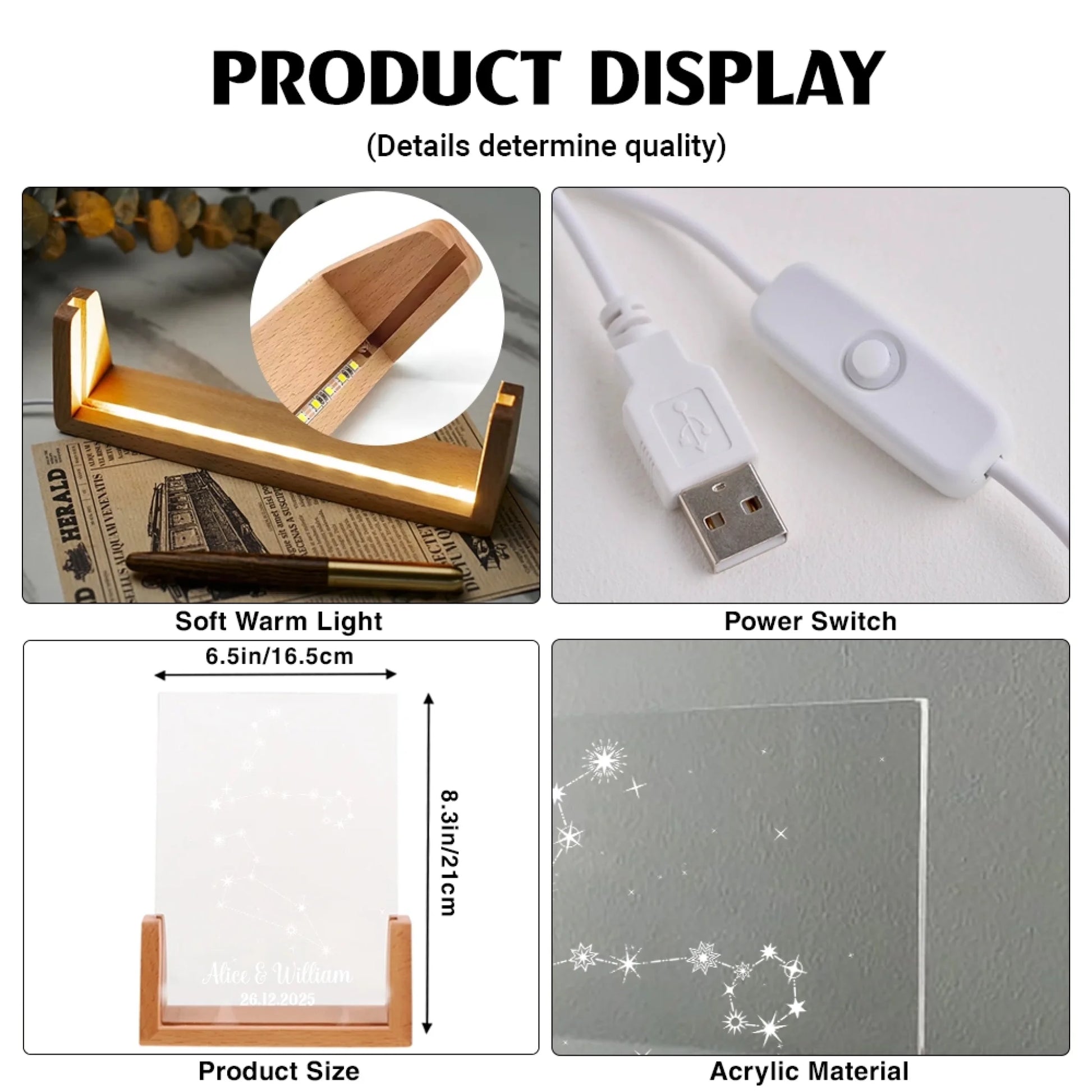 Couple Constellation Acrylic Night Light Product Details