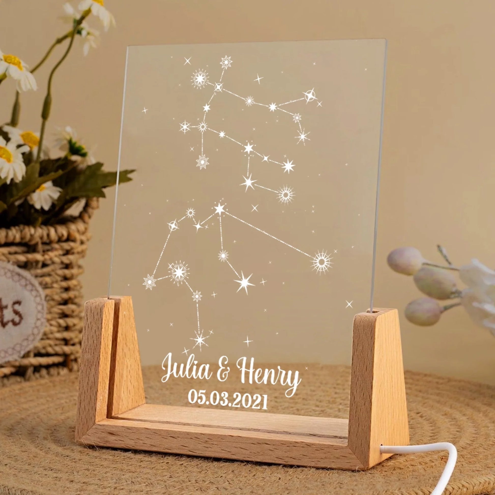 Custom Star Sign Night Light For Bedroom Decor