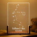 Personalized Couple Constellation Acrylic Night Light With Zodiac Signs