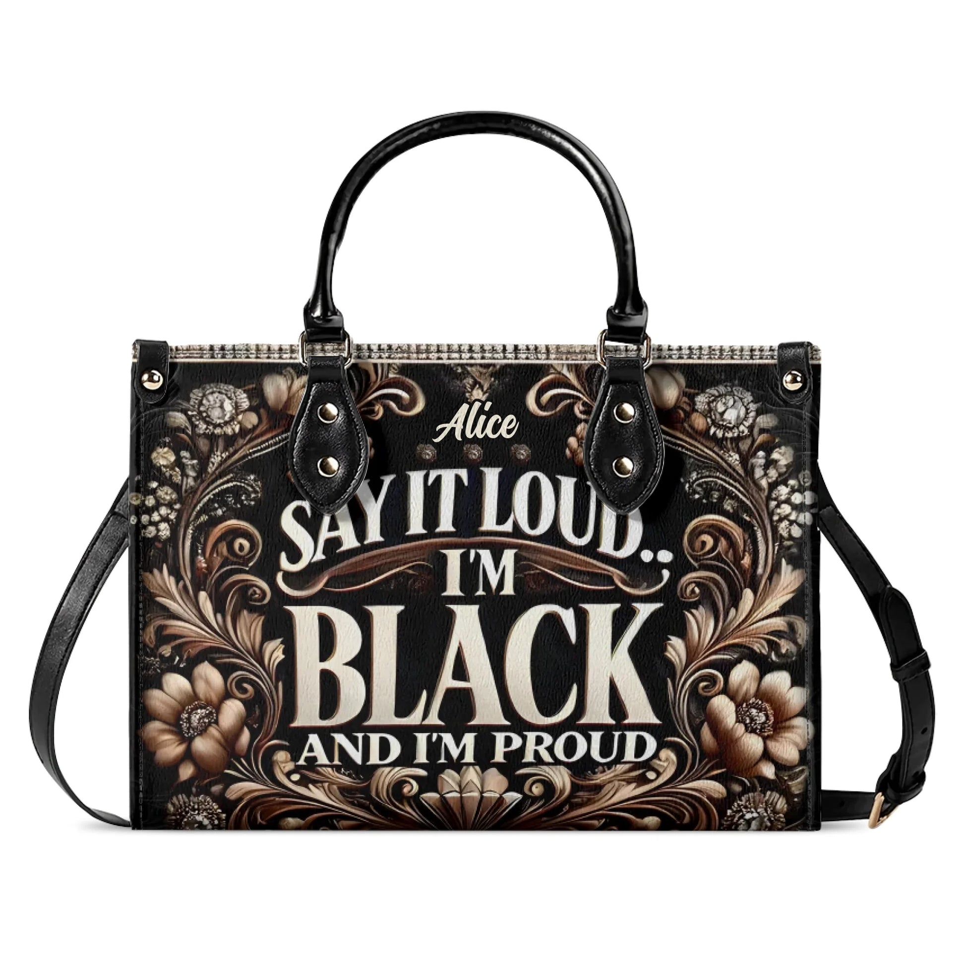 I'm Black And I'm Proud Personalized Leather Handbag