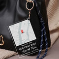 Custom first date acrylic keychain gift for couples
