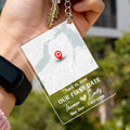 Our first date personalized acrylic keychain with custom map location