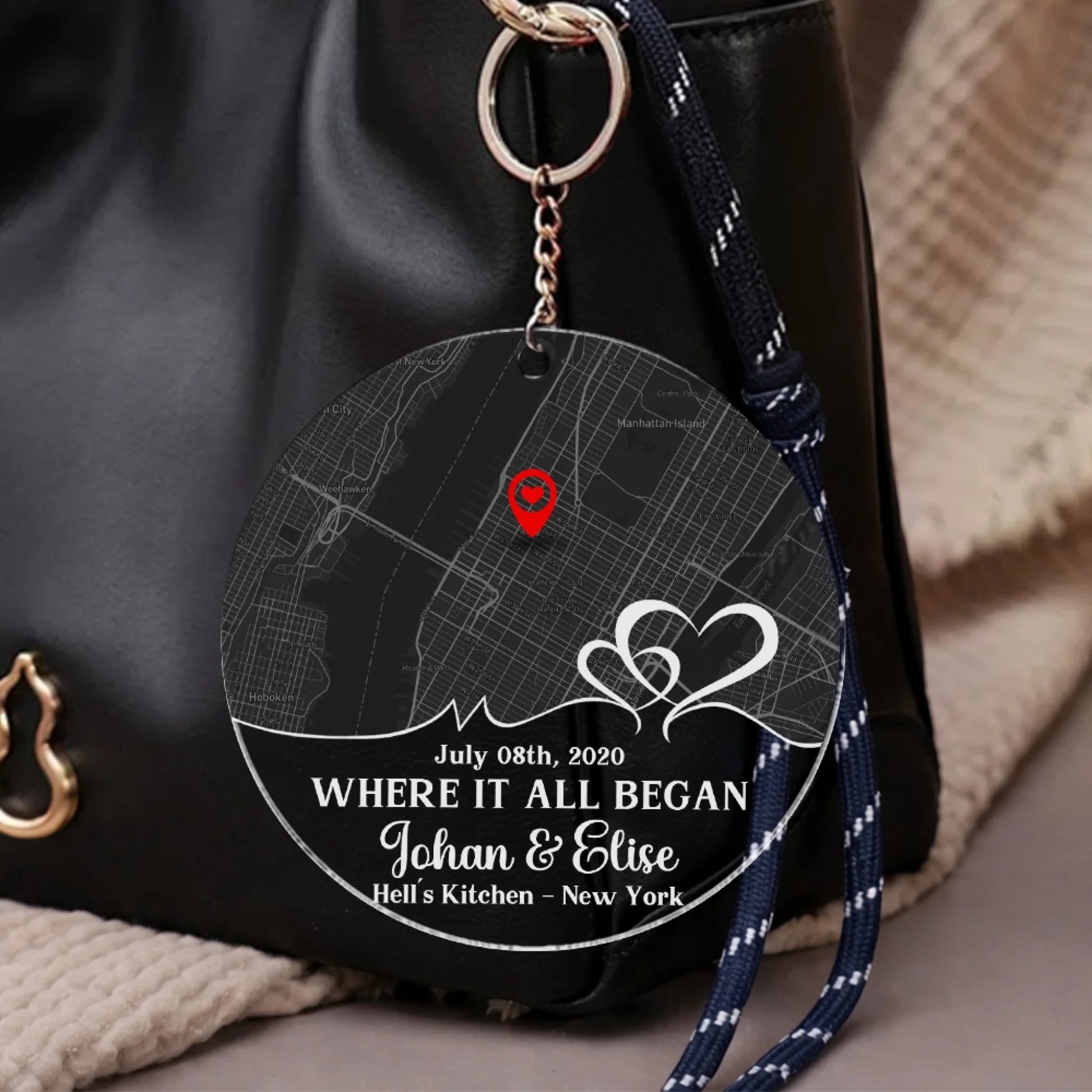 Custom coordinate acrylic keychain for couples