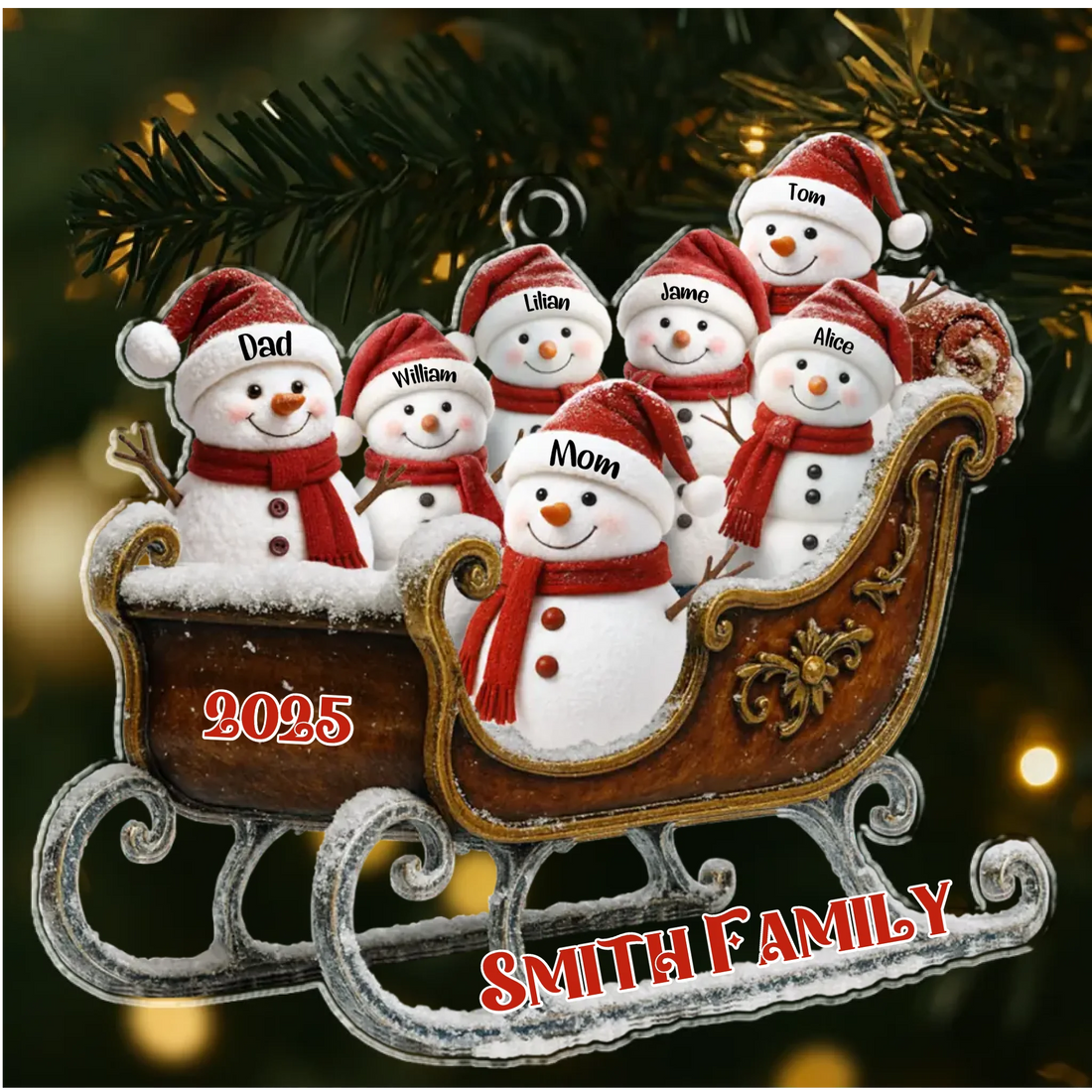 Christmas Snowman - Personalized Acrylic Ornament