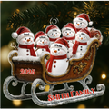Personalized Christmas family ornament with snowman sleigh design
