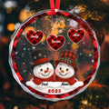 Snowman Christmas personalized glass ornament family Christmas gift