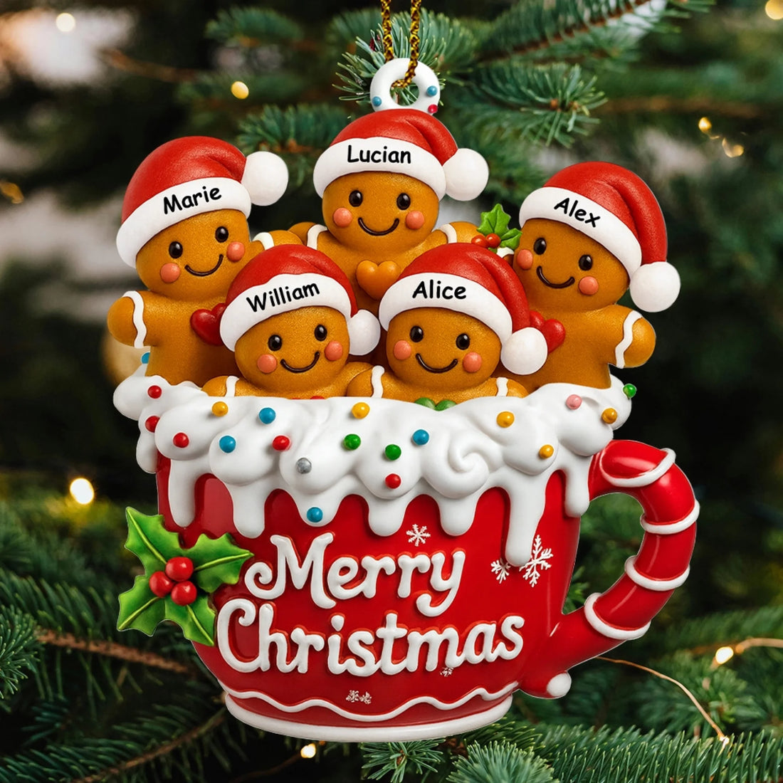 Christmas gingerbread personalized acrylic ornament family Christmas gift