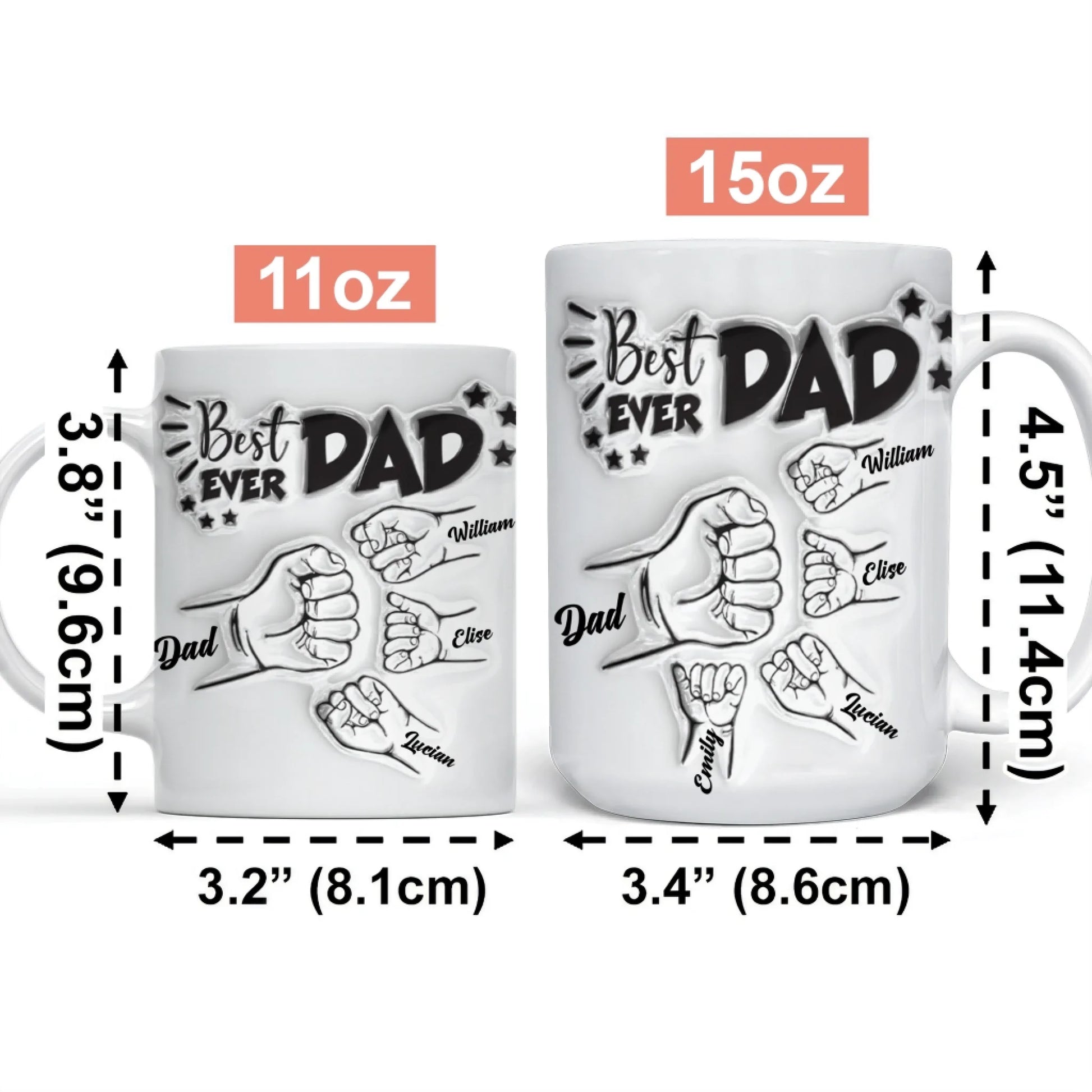 Best Dad Ever custom ceramic mug available in 11oz and 15oz sizes