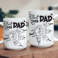 Personalized Best Dad Ever coffee mug displayed on table with family gift theme