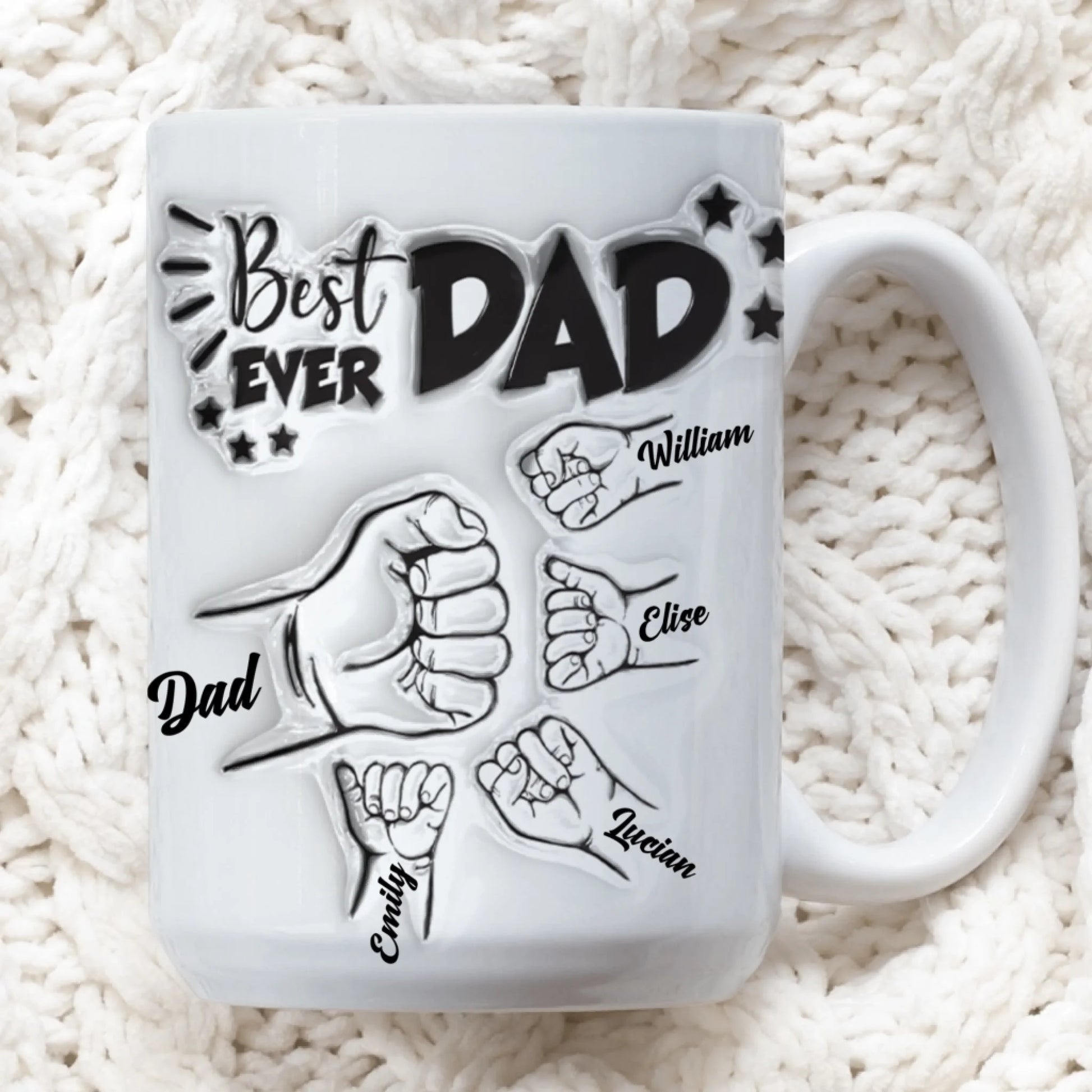 Custom dad mug personalized with kids names for Father's Day gift
