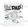 Best Dad Ever personalized coffee mug with children's names and handprint design