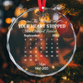 Personalized memorial glass ornament and custom remembrance date