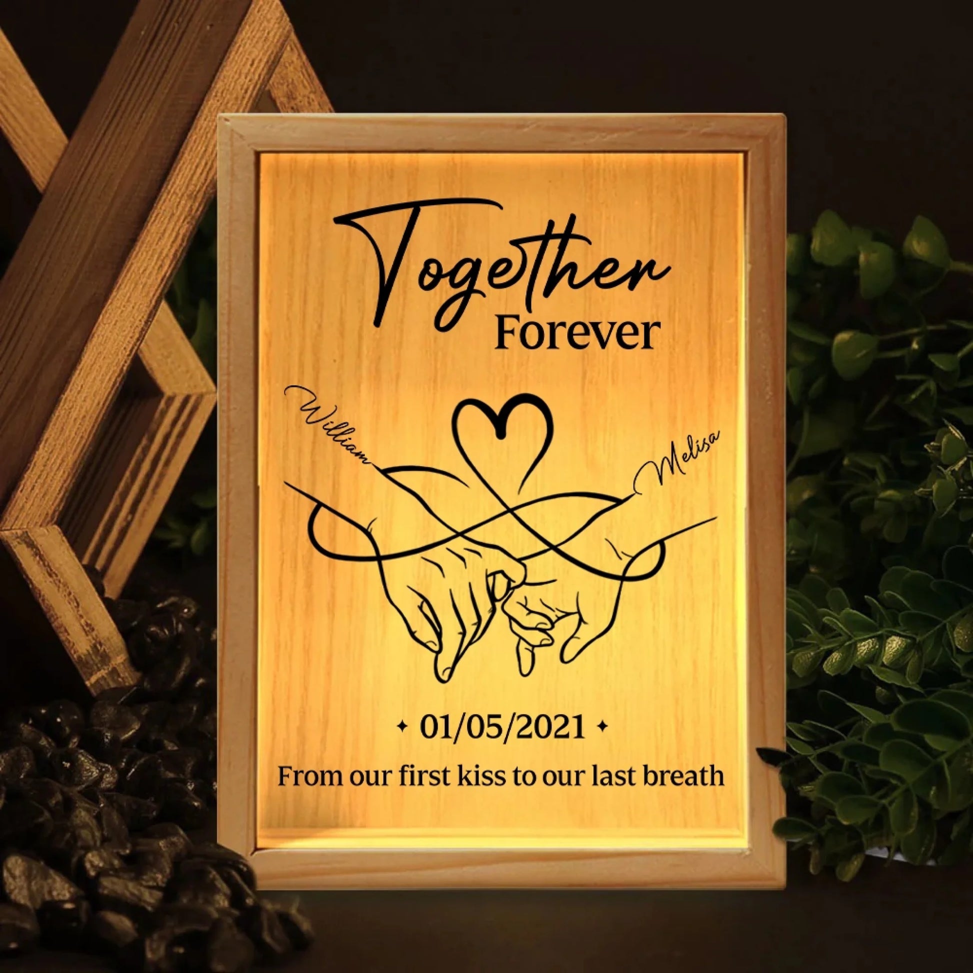 Personalized LED Frame Light Box For Couple