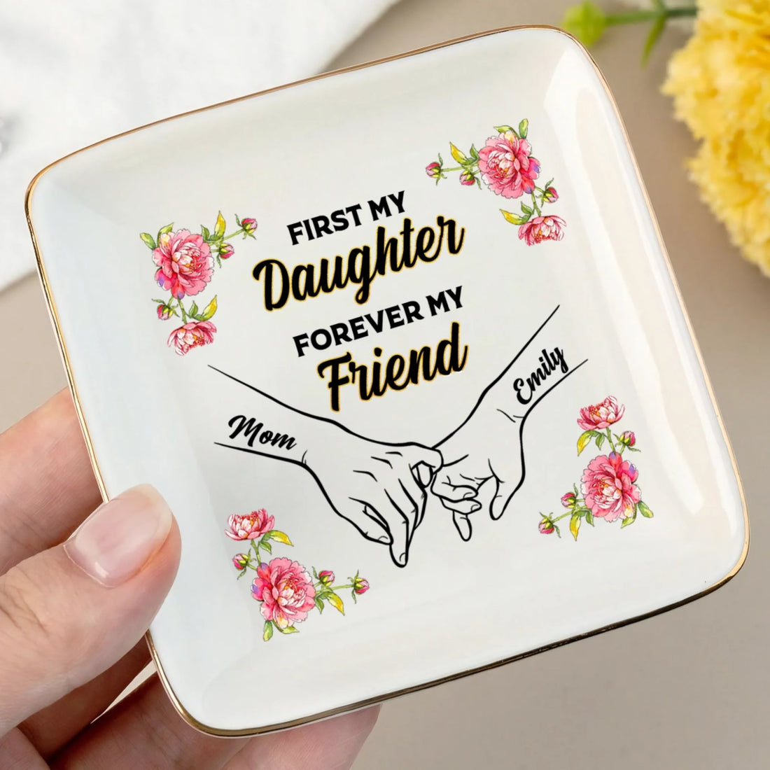 Personalized Ceramic Ring Dish For Daughter Forever My Friend Custom Name Gift