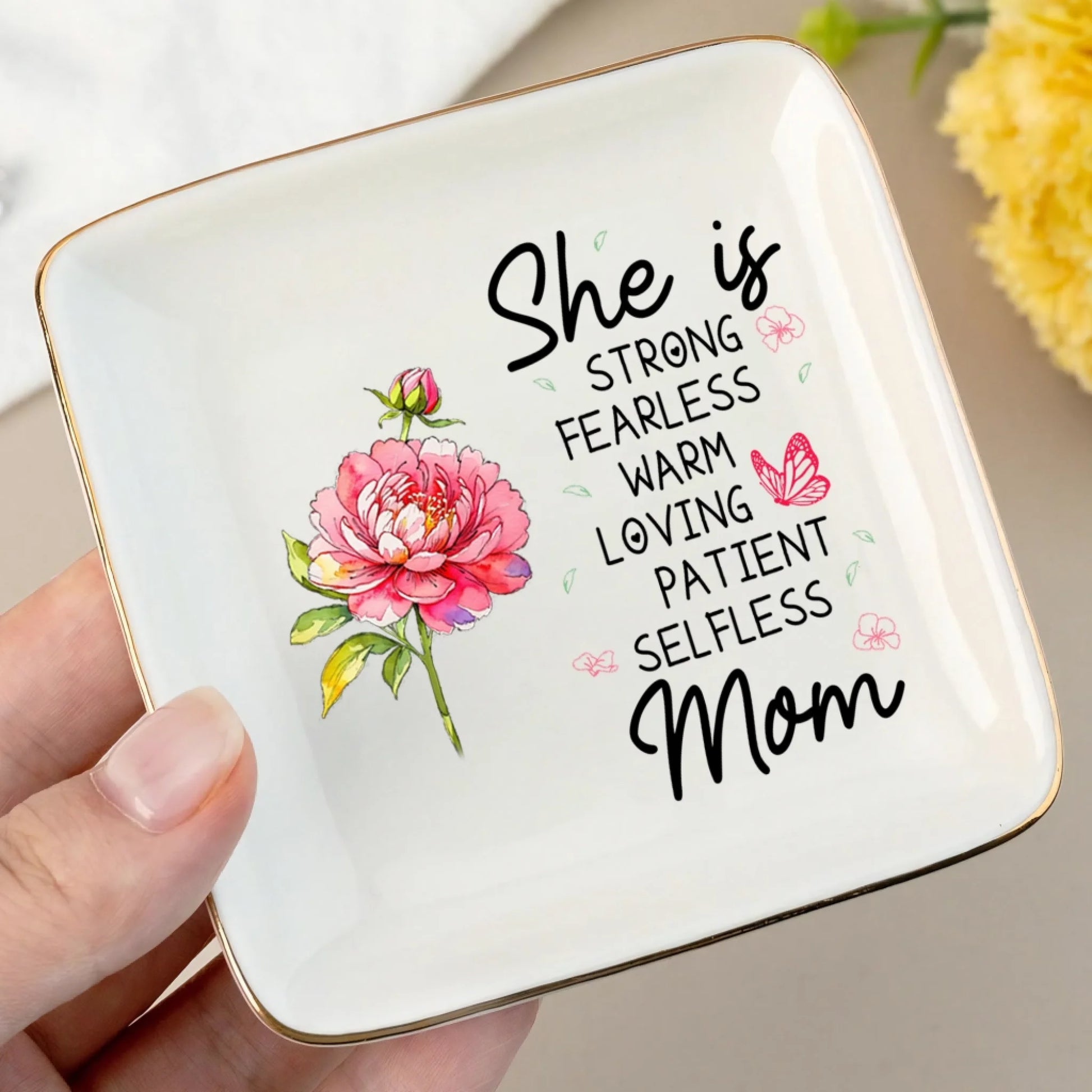 Custom Name Ceramic Jewelry Dish Gift For Mom