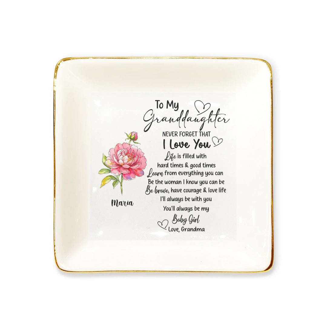 To My Grand Daughter - Personalized Ceramic Ring Dish