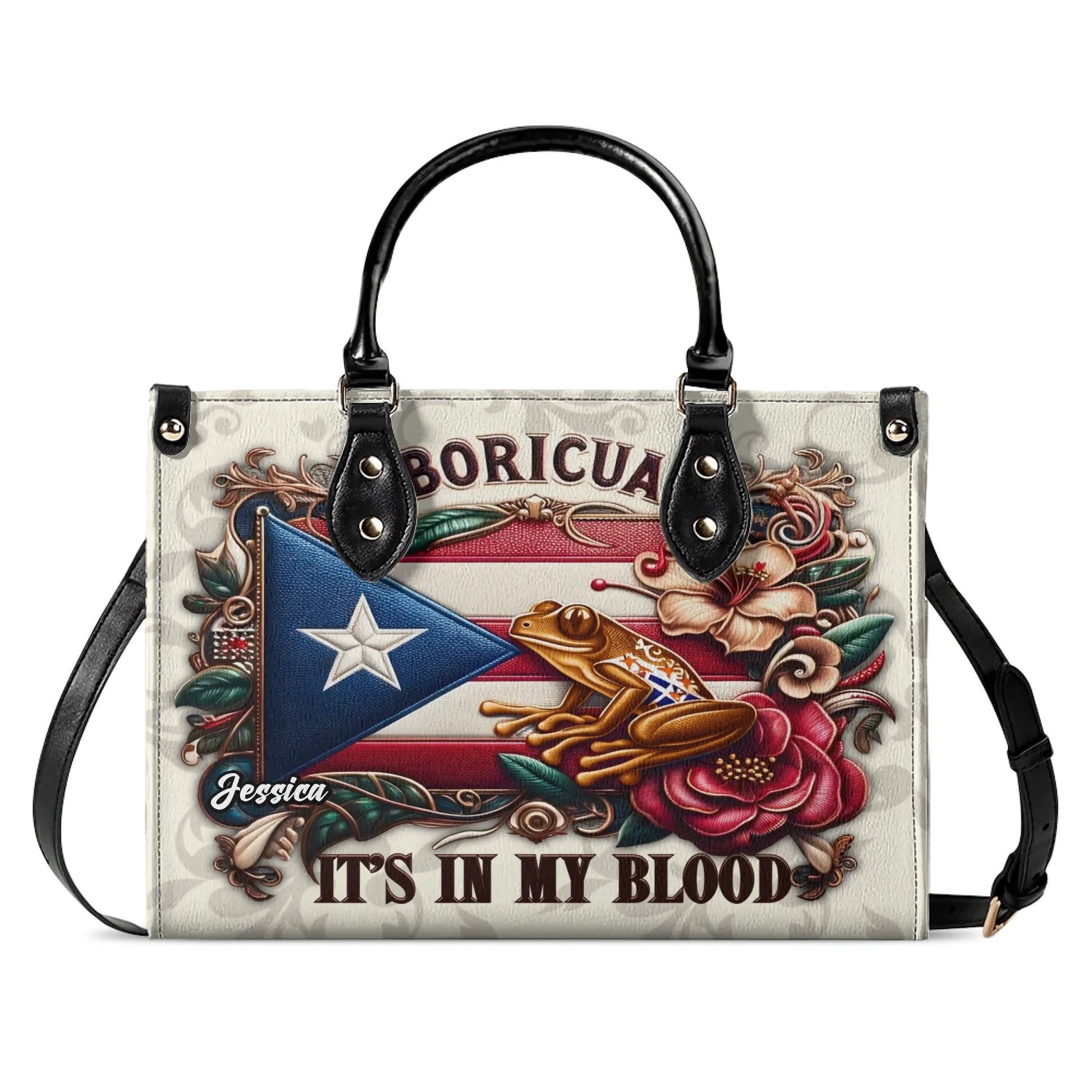 Boricua In My Blood Personalized Leather Handbag