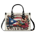 Boricua In My Blood Personalized Leather Handbag For Grandma