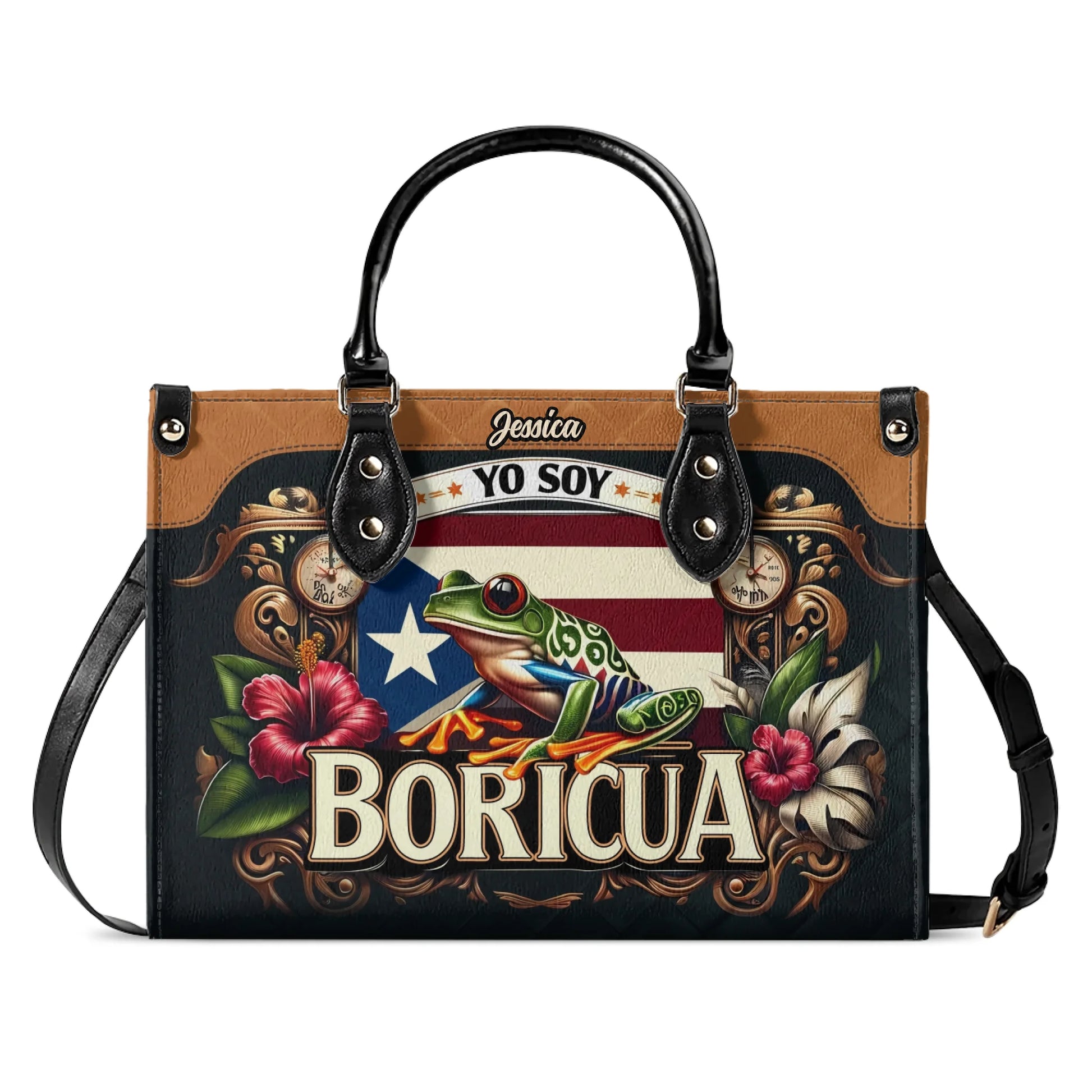 Yo Soy Boricua Personalized Leather Handbag For Grandma