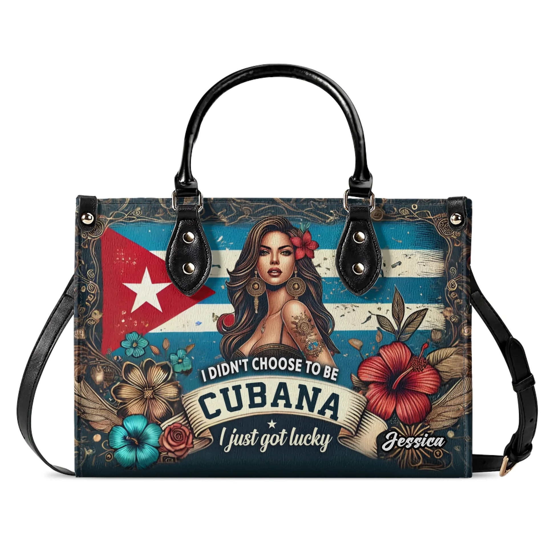 I Didn't Choose To Be Cubana Personalized Leather Handbag