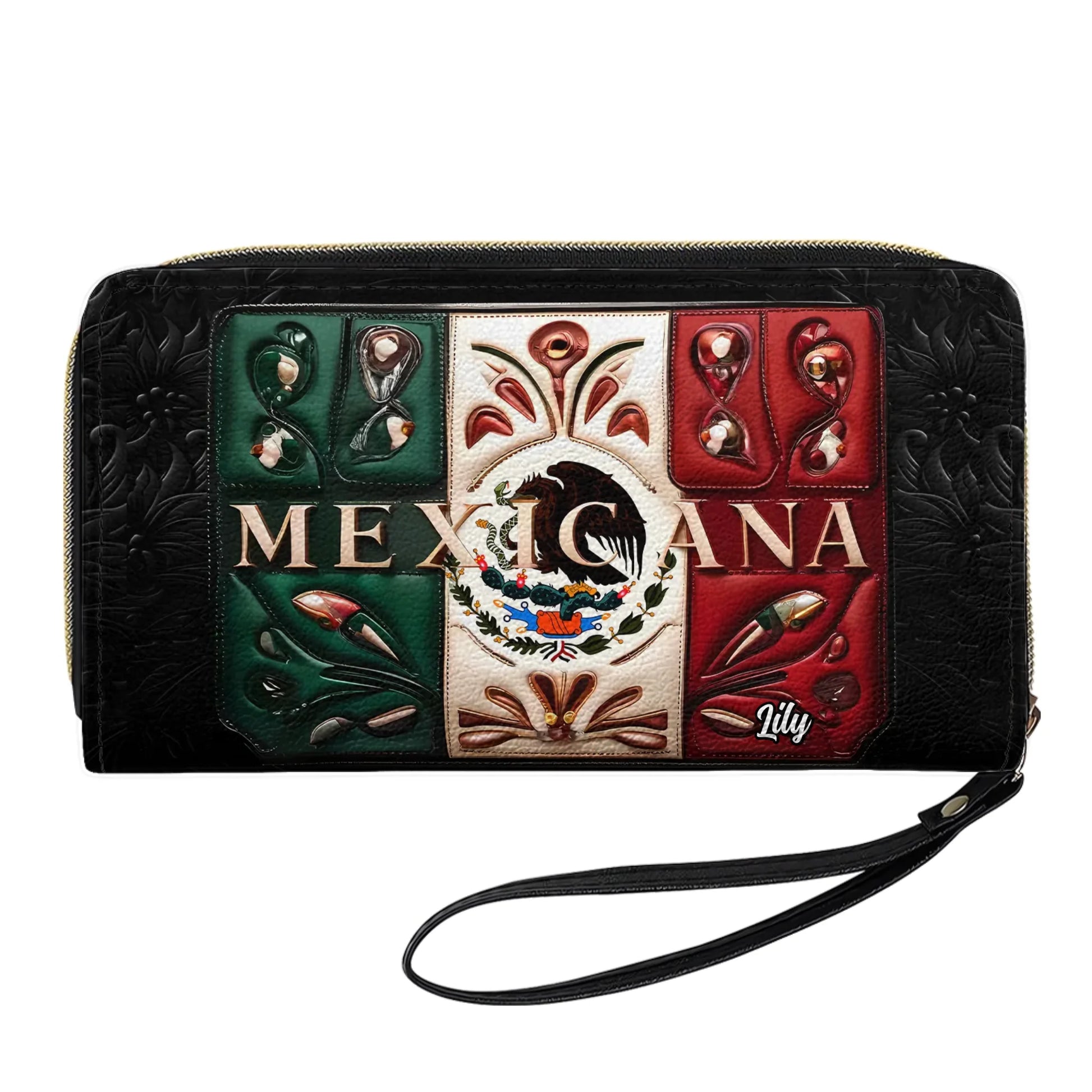 Mexicana Personalized Leather Clutch Purse