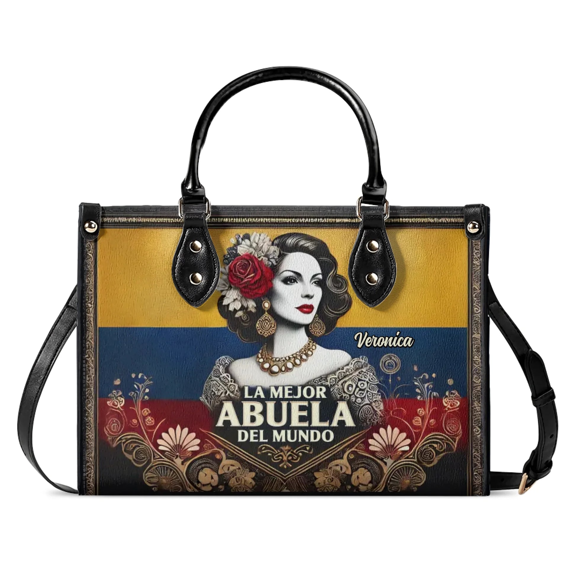 La Mejor Abuela Del Mundo Personalized Leather Handbag