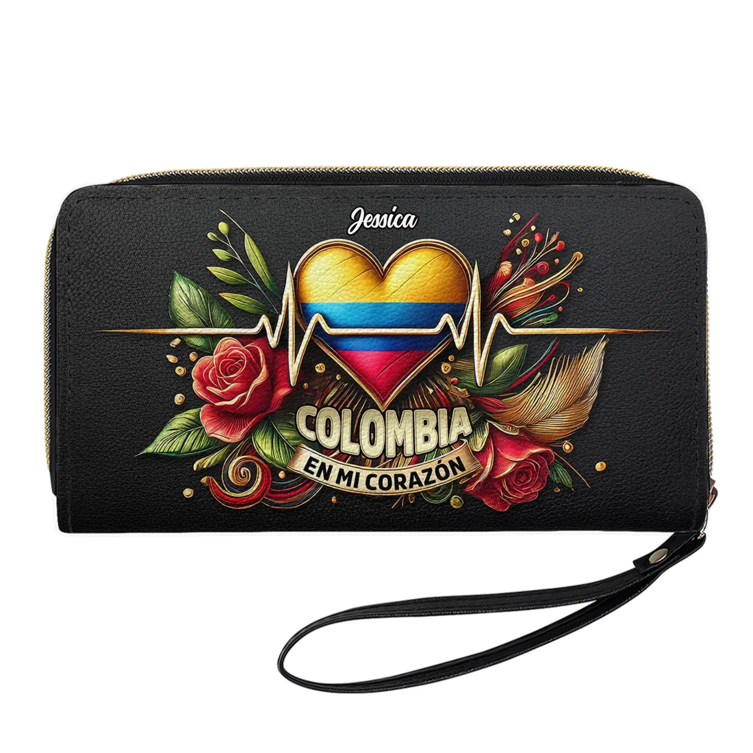 Colombia En Mi Corazón - Personalized Leather Clutch Purse